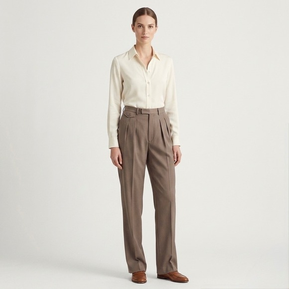 Polo Ralph Lauren Pants - Vtg Ralph Lauren NWT Wool Pleated Trousers Women's 8 Tall Minimalist Office Read